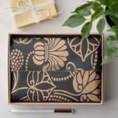 アンティークフローラルパターンオレンジオンブラック 薄葉紙 (ギフト)