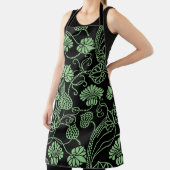 アンティークフローラルパターンブラックとグリーン エプロン (インサイチュ)