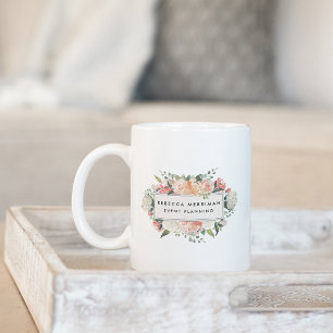 アンティークフローラロゴ コーヒーマグカップ