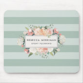 アンティークフローラロゴ |セージストライプ マウスパッド (正面)