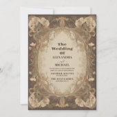 アンティークフローラヴィンテージ結婚アールヌーボー 招待状 (正面)