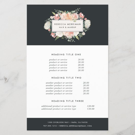 アンティークフローラ価格とサービス チラシ (正面)