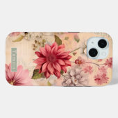 アンティークフローラ名前をカスタムするスクラップブックコラージピンク Case-Mate iPhoneケース (裏面 (横))