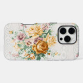 アンティークフローラ布パターン iPhoneケース (裏面横)