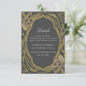 アンティークフローラ結婚アールヌーボーグレー金ゴールド エンクロージャーカード (スタンド正面)