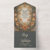 アンティークフローラ結婚アールヌーボー オールインワン招待状 (内側)