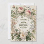 アンティークフローラ結婚アールヌーボー 招待状 (正面)