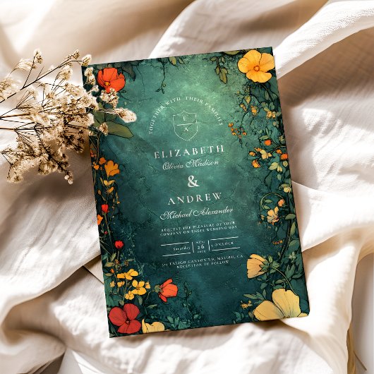 アンティークフローラ結婚アールヌーボー 招待状