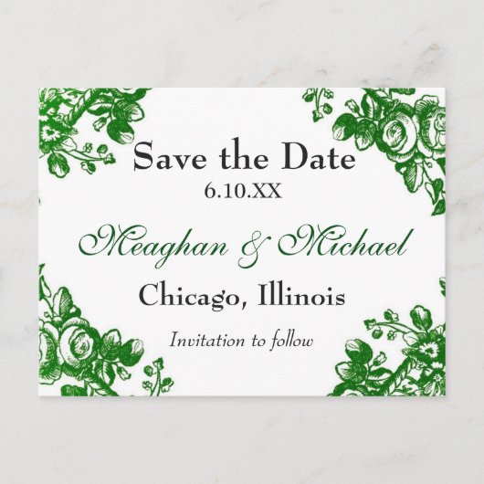 アンティークフローラ緑 案内ポストカード (正面)