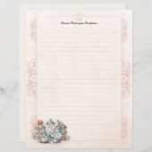 アンティークフローラ茶パーティーモノグラム裏文具 (正面/裏面)