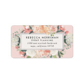 アンティークフローラ赤面ピンク差出人住所 ラベル (正面)