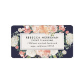 アンティークフローラ赤面&ネイビー差出人住所 ラベル (正面)