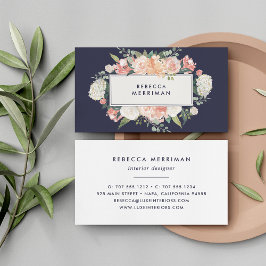 アンティークフローラ赤面&ネイビー 名刺