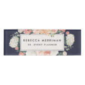 アンティークフローラ赤面&ネイビー 名札 (正面)