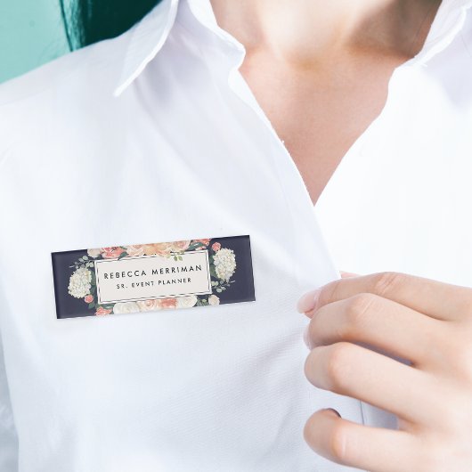 アンティークフローラ赤面&ネイビー 名札