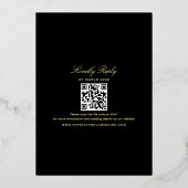 アンティークフローラ金ゴールドとブラック結婚ズ 箔招待状 (裏面)