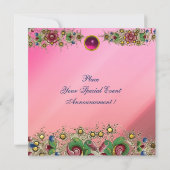 アンティークフローラ金ゴールドピンクスウィート16誕生日パーティー 招待状 (裏面)