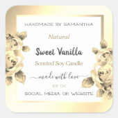 アンティークフローラ金ゴールド製品パッケージラベル白 スクエアシール (正面)