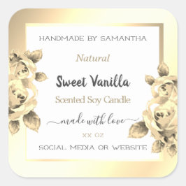 アンティークフローラ金ゴールド製品パッケージラベル白 スクエアシール