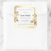 アンティークフローラ金ゴールド製品パッケージラベル白 スクエアシール (バッグ)