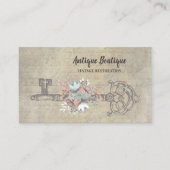 アンティークフローラ骨格鍵ヴィンテージ復元 名刺 (正面)