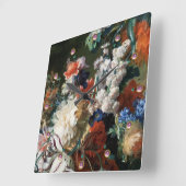 アンティークフローラ,ピンク赤アネモネ白い花 スクエア壁時計 (傾斜)