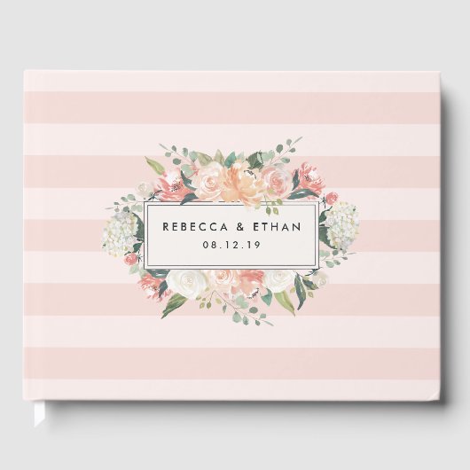 アンティークフローラ |赤面ストライプ結婚ズ ゲストブック (正面)