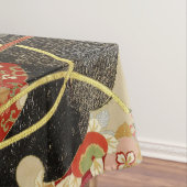 アンティークフ日本のラワーズレッドグリーンブラックフローラ テーブルクロス (インサイチュ)