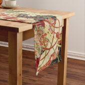 アンティークフ日本のラワーズレッドグリーンブラックフローラ ミディアムテーブルランナー (インサイチュ)