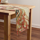 アンティークフ日本のラワーズレッドグリーンブラックフローラMe ロングテーブルランナー (インサイチュ)