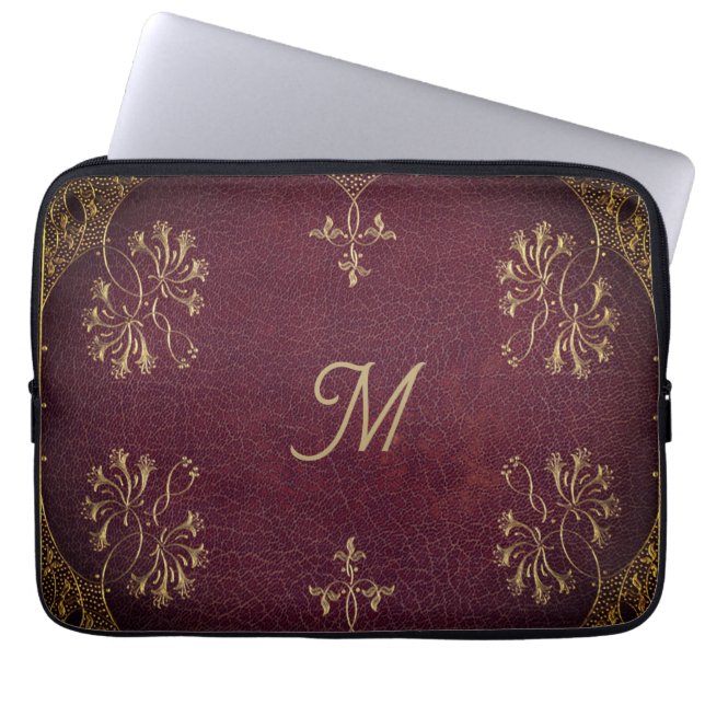 アンティークブックバインド – レザールック ラップトップスリーブ (正面)