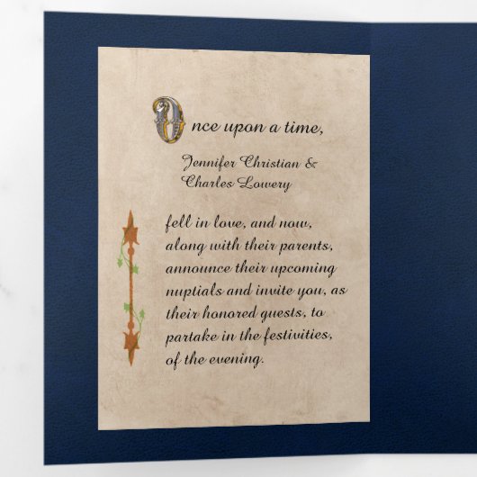 アンティークブックフェアリー結婚タリーの写真3つ折り 三つ折り招待状 (内部最初)