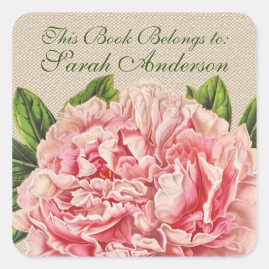 アンティークブックプレートステッカーこのブックは次の所有者 スクエアシール (正面)