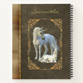 アンティークブックルックユニコーンレザーメタリック ノートブック (裏面)