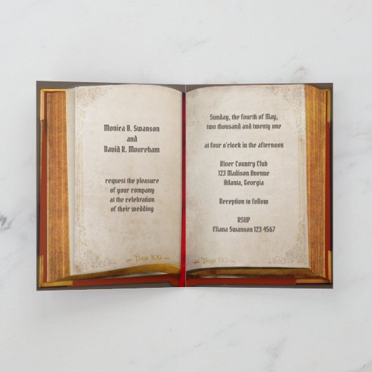 アンティークブック結婚式招待状ハッピーエンド カード (内部)