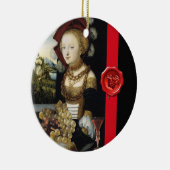 アンティークブドウとワイン、赤ワックスシール セラミックオーナメント (右)