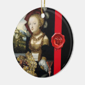 アンティークブドウとワイン、赤ワックスシール セラミックオーナメント (左)