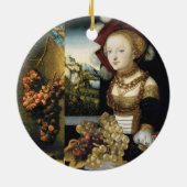 アンティークブドウとワイン、赤ワックスシール セラミックオーナメント (裏面)