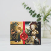 アンティークブドウとワイン、赤ワックスシール ポストカード (スタンド正面)