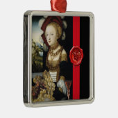 アンティークブドウとワイン、赤ワックスシール メタルオーナメント (右)