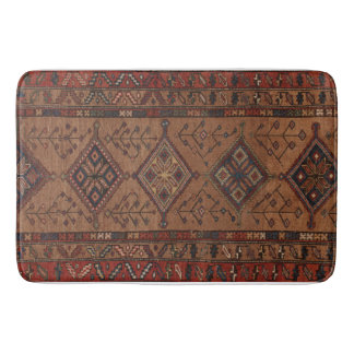 アンティークブラウンペルシャじゅうたん（幾何学模様） バスマット