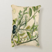 アンティークブラックソーンボタニカルプリントフラワーベリー アクセントクッション (裏面(縦))