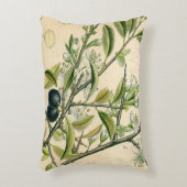 アンティークブラックソーンボタニカルプリントフラワーベリー アクセントクッション (正面(垂直))