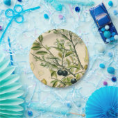 アンティークブラックソーンボタニカルプリントフラワーベリー ペーパープレート (パーティー)