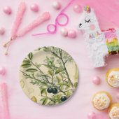 アンティークブラックソーンボタニカルプリントフラワーベリー ペーパープレート (パーティー)