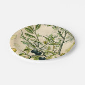 アンティークブラックソーンボタニカルプリントフラワーベリー ペーパープレート (アングル)