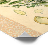 アンティークブラックソーンボタニカルプリントフラワーベリー ポスター (角)