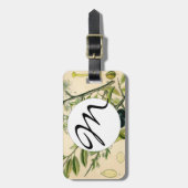 アンティークブラックソーンボタニカルプリントフラワーベリー ラゲッジタグ (正面縦)