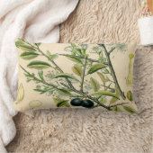 アンティークブラックソーンボタニカルプリントフラワーベリー ランバークッション (ブランケット)