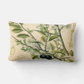 アンティークブラックソーンボタニカルプリントフラワーベリー ランバークッション (裏面)